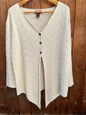 April Cornell 100% Cotton Waterfall Knit Cardigan Size M